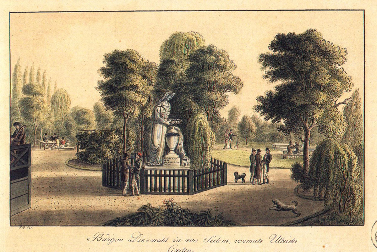 Bürgers Denkmal. Aquarell um 1820 von Friedrich Besemann.#Städtisches Museum Göttingen, ohne Inv. Nr.